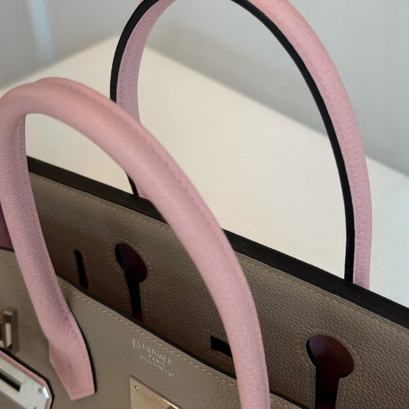 HERMES BIRKIN Beige Pink Leather Handbag Silver Hardware - Picture 14 of 16